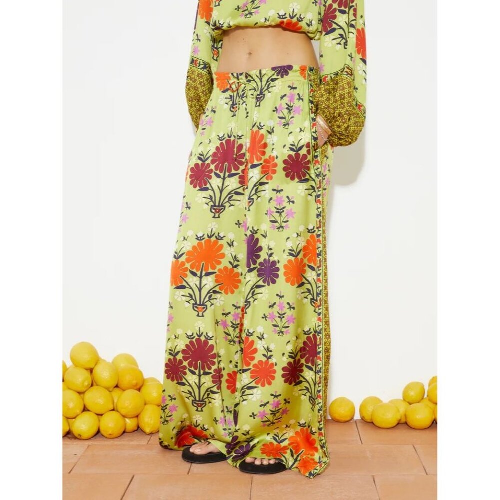 Boteh NWT Eden Wide Leg Pant in Chartreuse size XS